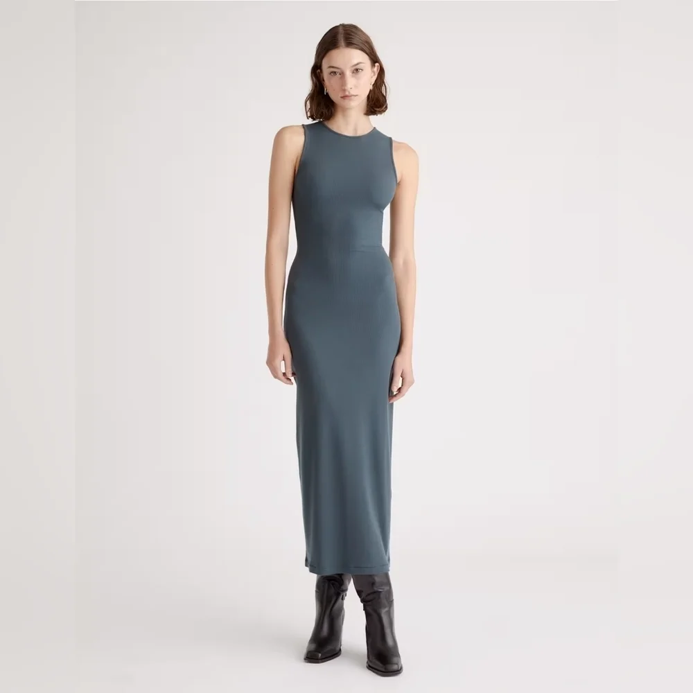 Quince Tincel Rib Knit Sleeveless Midi Dress XS